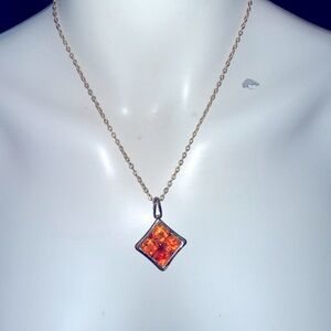Orange and gold pendant necklace